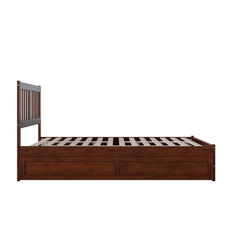 AFI Tahoe Wood Queen Platform Bed with Footboard and Twin XL Trundle in Walnut