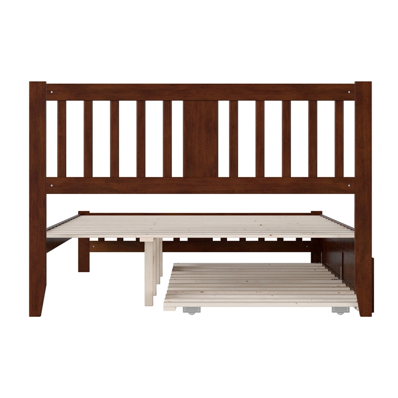 AFI Tahoe Wood Queen Platform Bed with Footboard and Twin XL Trundle in Walnut