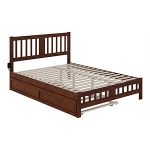 afi tahoe wood queen bed with footboard/twin xl trundle in walnut