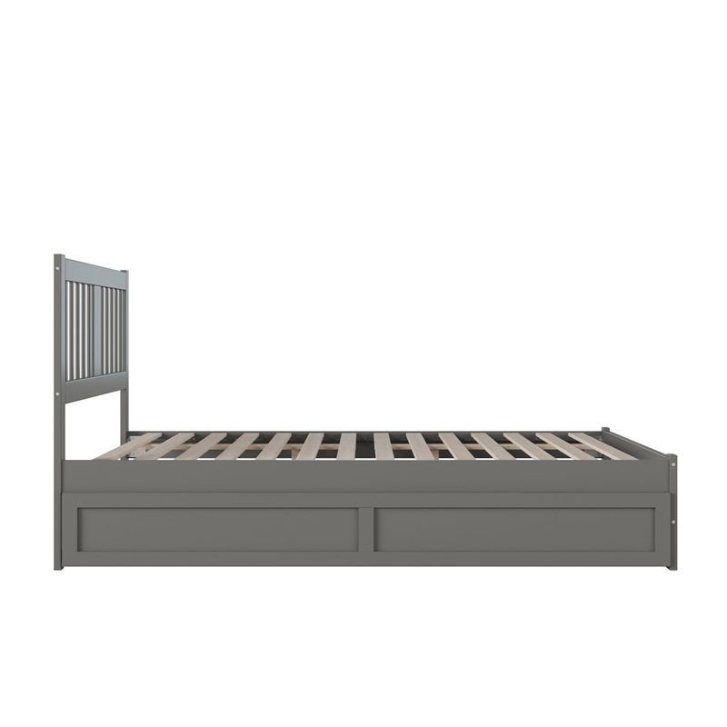 AFI Tahoe Wood Queen Platform Bed with Footboard and Twin XL Trundle in Grey