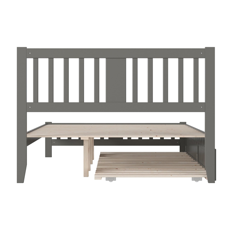 AFI Tahoe Wood Queen Platform Bed with Footboard and Twin XL Trundle in Grey