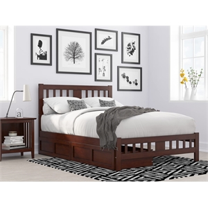AFI Tahoe Wood Full Platform Bed with Footboard and 2 Drawers in Walnut