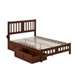 AFI Tahoe Wood Full Platform Bed with Footboard and 2 Drawers in Walnut