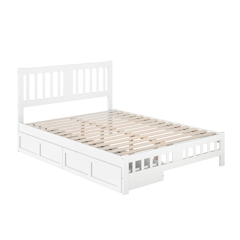 AFI Tahoe Wood Queen Platform Bed with Footboard and 2 Drawers in White