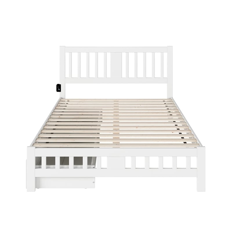 AFI Tahoe Wood Queen Platform Bed with Footboard and 2 Drawers in White