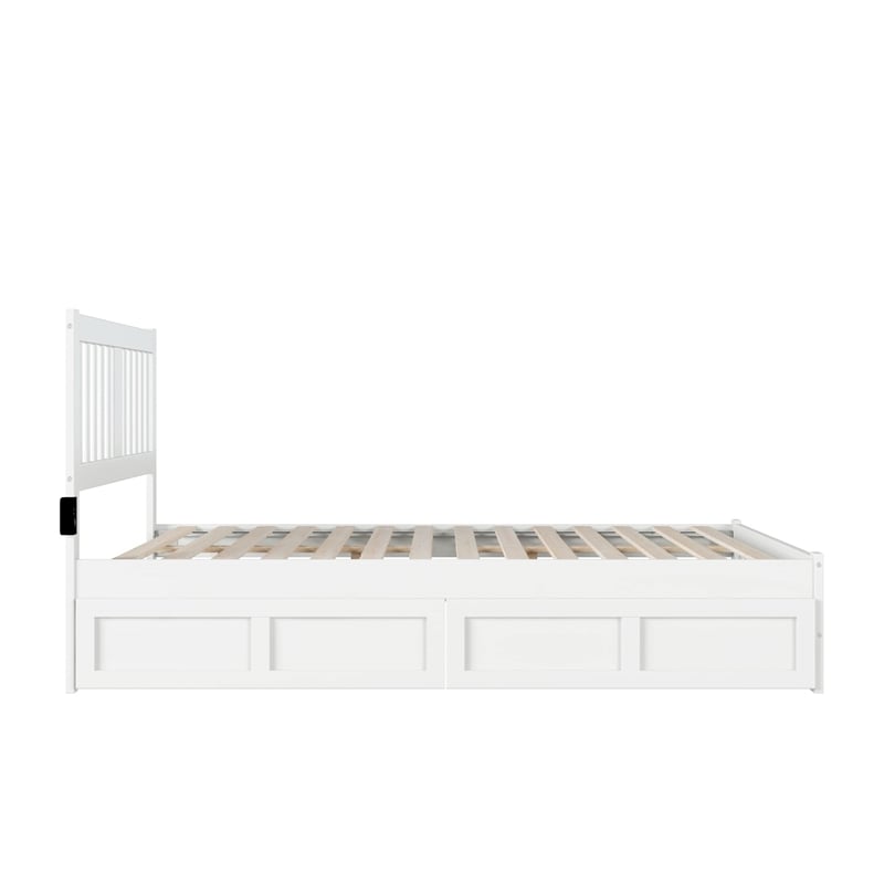 AFI Tahoe Wood Queen Platform Bed with Footboard and 2 Drawers in White