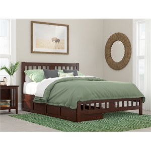 AFI Tahoe Wood Queen Platform Bed with Footboard and 2 Drawers in Walnut