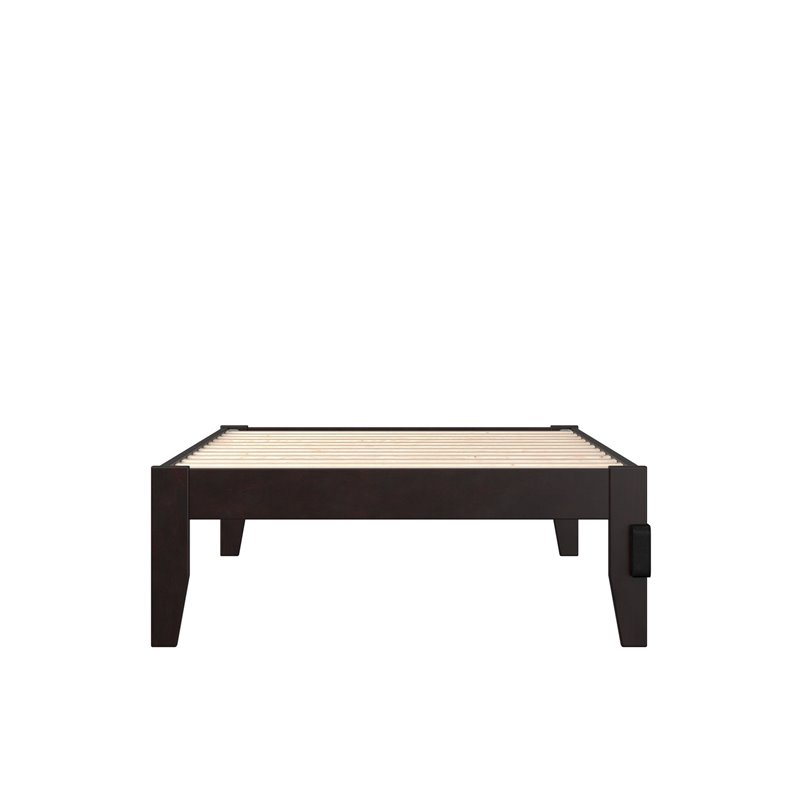 AFI Colorado Solid Wood Twin Platform Bed with USB Charging Station in Espresso
