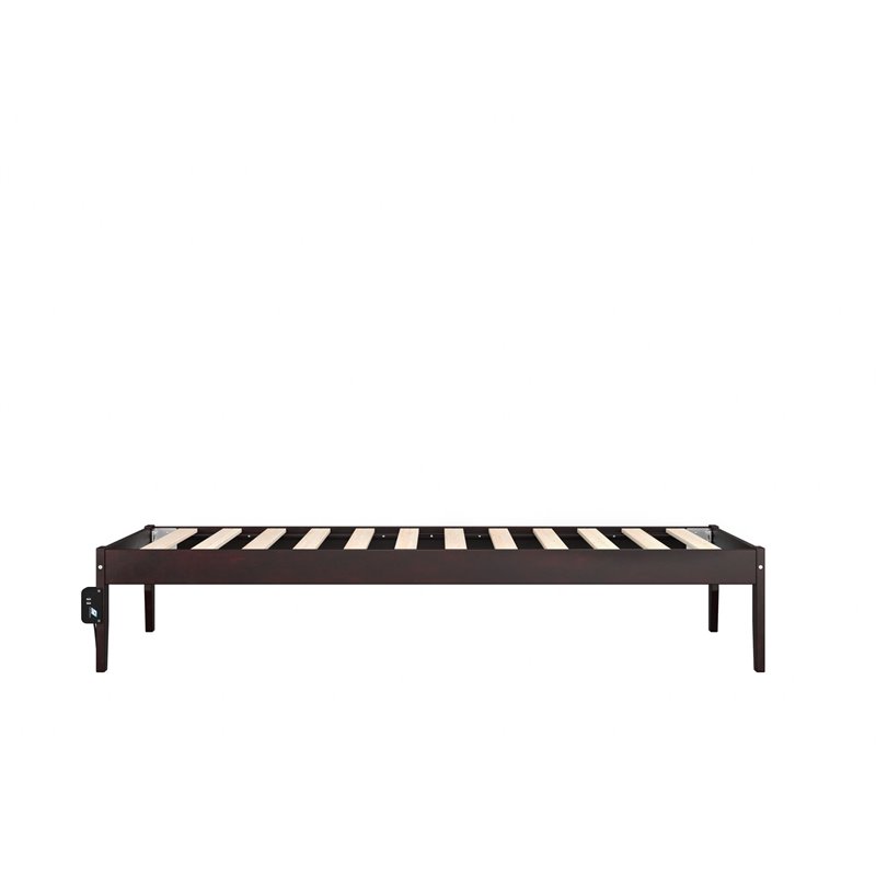 AFI Colorado Solid Wood Twin Platform Bed with USB Charging Station in Espresso