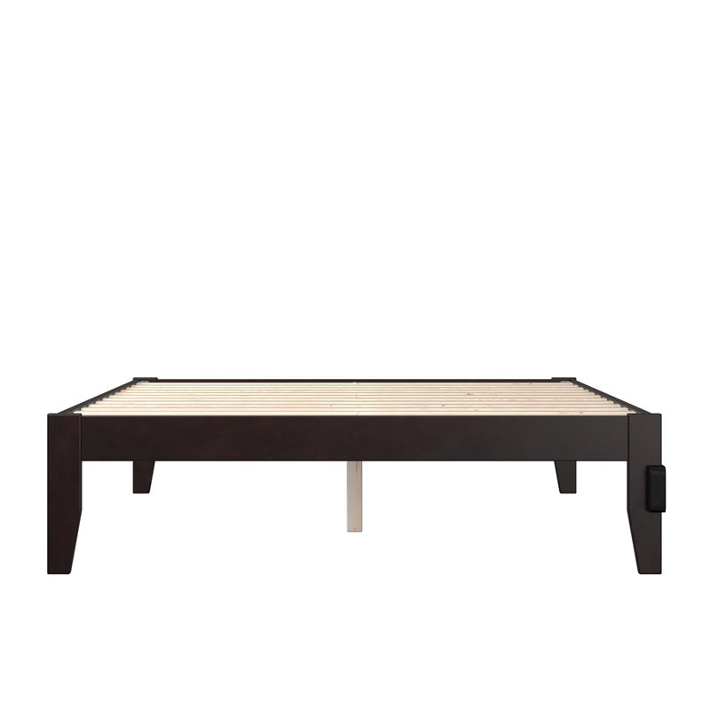 AFI Colorado Modern Solid Wood Full Bed with USB Charging Station  in Espresso
