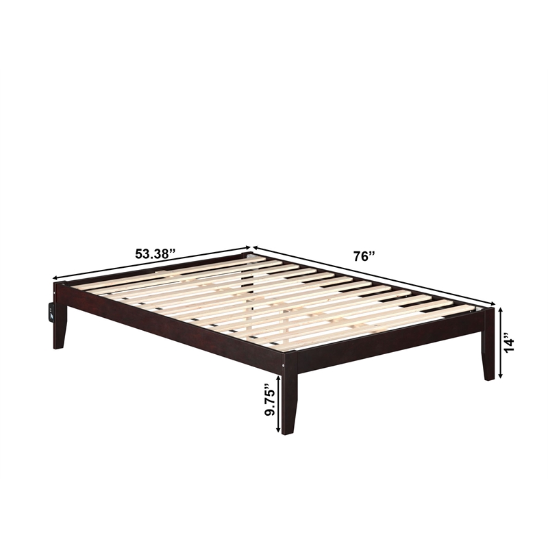 AFI Colorado Modern Solid Wood Full Bed with USB Charging Station  in Espresso