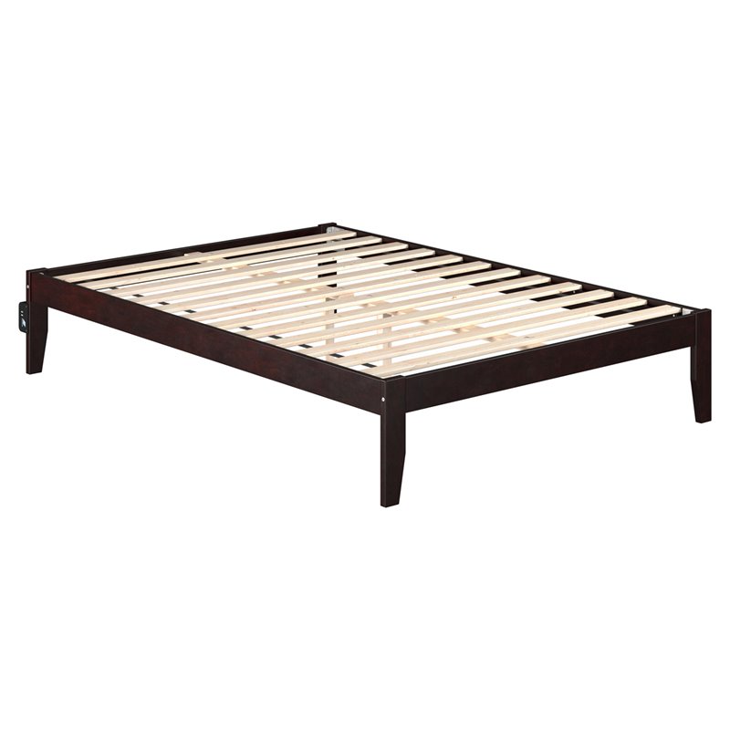 AFI Colorado Modern Solid Wood Full Bed with USB Charging Station  in Espresso