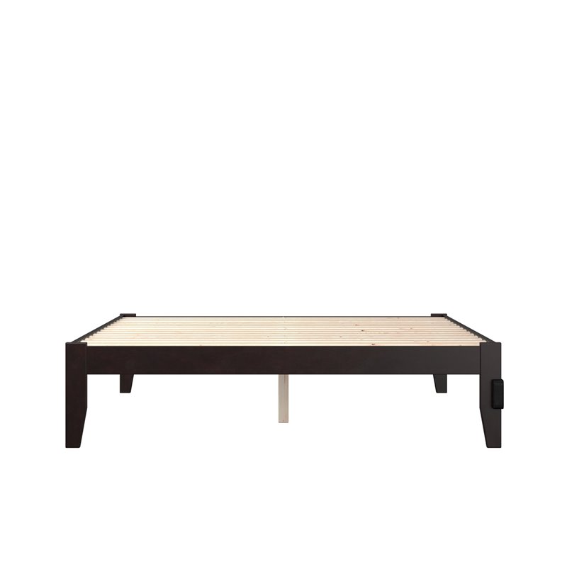 AFI Colorado Modern Solid Wood Queen Bed with USB Charging Station in Espresso