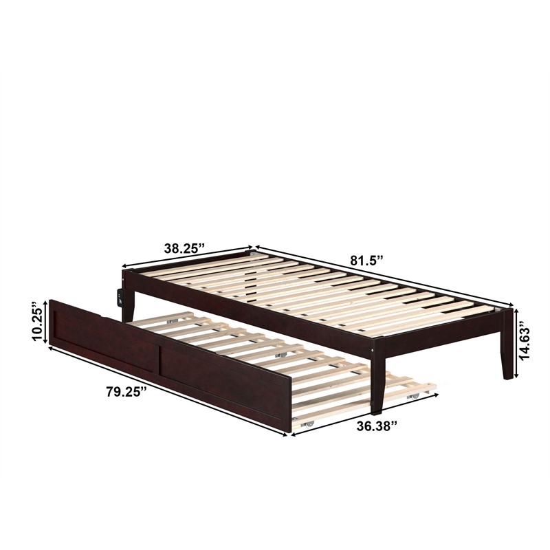 AFI Colorado Wood Twin XL Bed with Twin XL Trundle in Espresso