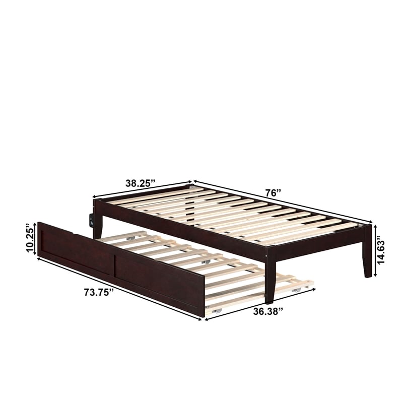 AFI Colorado Modern Wood Twin Bed with Twin Trundle in Espresso