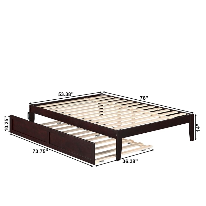 AFI Colorado Modern Wood Full Bed with Twin Trundle in Espresso