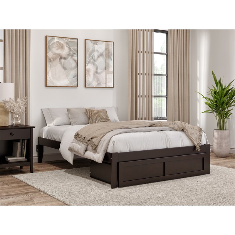 AFI Colorado Modern Wood Full Bed with Foot Drawer in Espresso