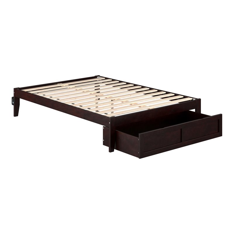 AFI Colorado Modern Wood Full Bed with Foot Drawer in Espresso