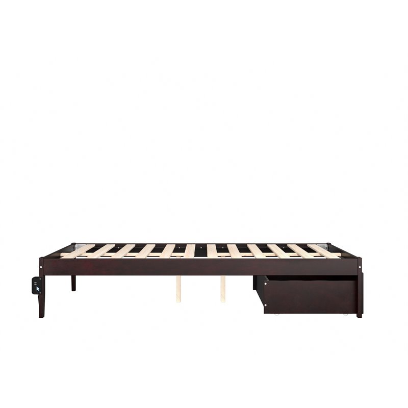 AFI Colorado Modern Wood Full Bed with Foot Drawer in Espresso
