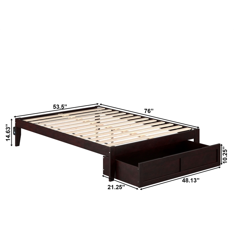 AFI Colorado Modern Wood Full Bed with Foot Drawer in Espresso