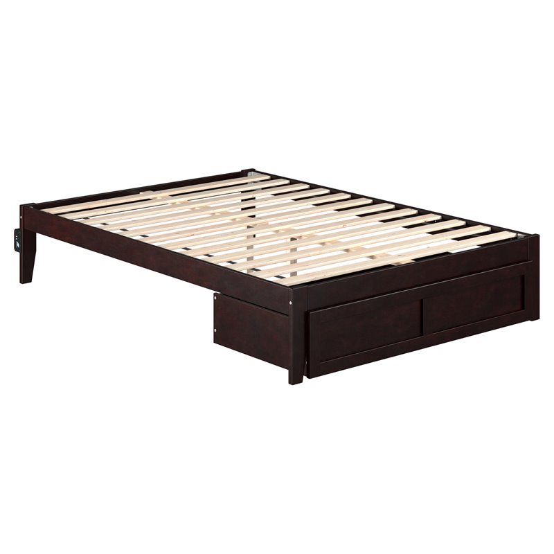 AFI Colorado Modern Wood Full Bed with Foot Drawer in Espresso