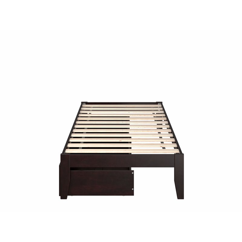AFI Colorado Modern Wood Twin Bed with 2 Drawers in Espresso