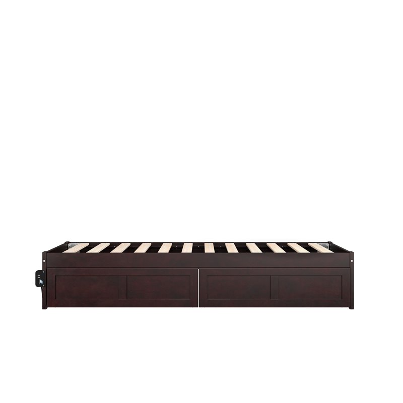 AFI Colorado Modern Wood Twin Bed with 2 Drawers in Espresso
