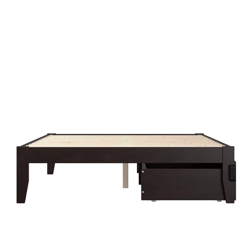 AFI Colorado Modern Wood Full Bed with 2 Drawers in Espresso