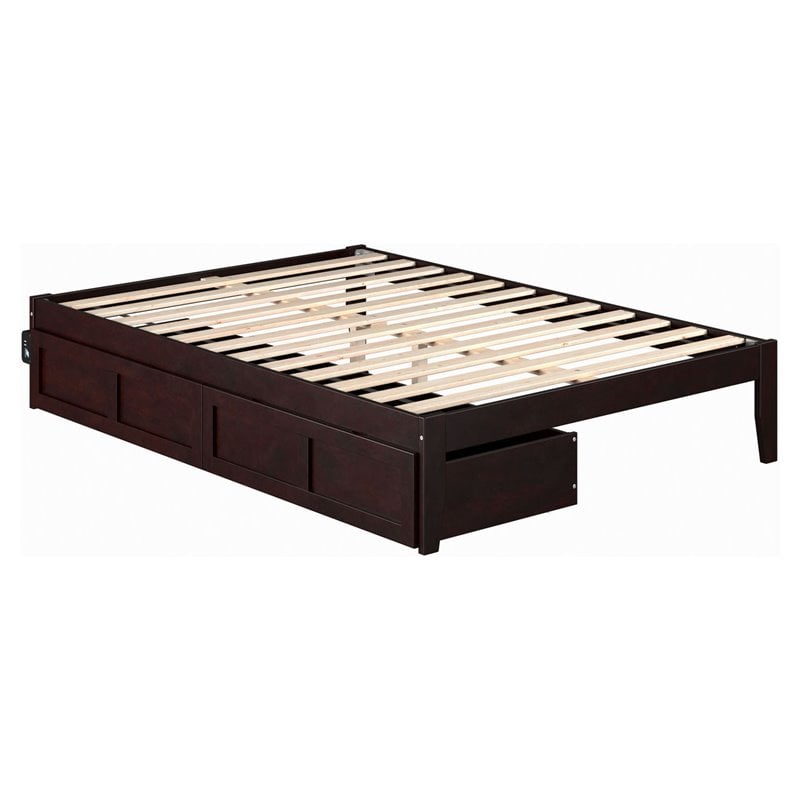 AFI Colorado Modern Wood Full Bed with 2 Drawers in Espresso