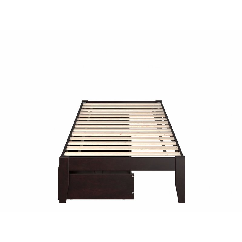 AFI Colorado Wood Twin Extra Long Bed with 2 Drawers in Espresso