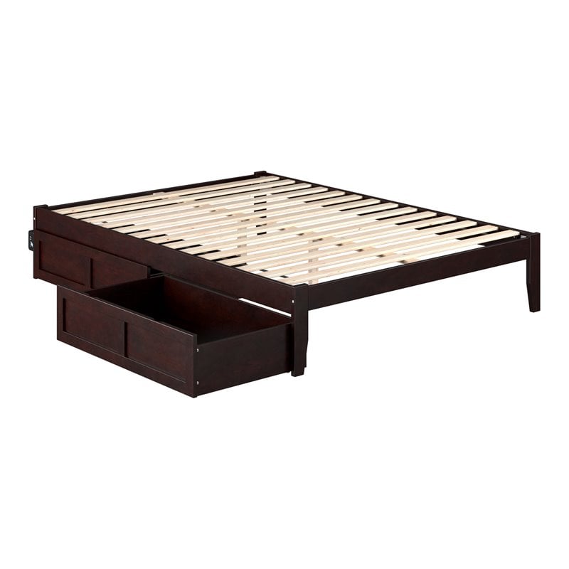 AFI Colorado Modern Wood Queen Bed with 2 Drawers in Espresso