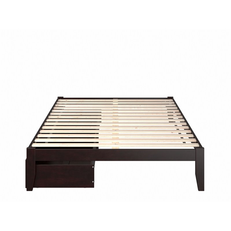 AFI Colorado Modern Wood Queen Bed with 2 Drawers in Espresso
