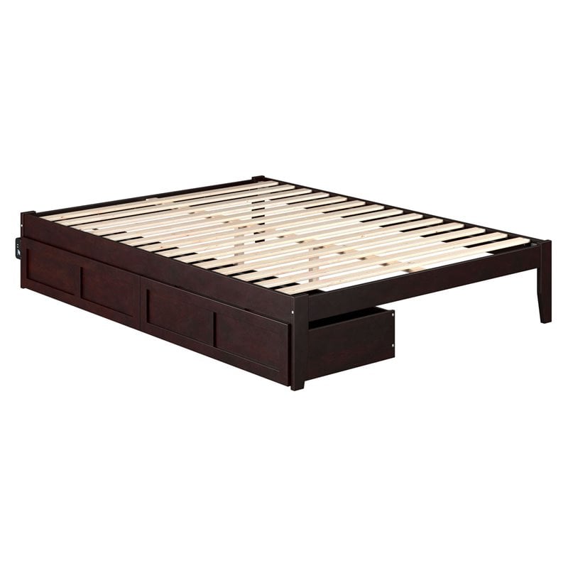 AFI Colorado Modern Wood Queen Bed with 2 Drawers in Espresso