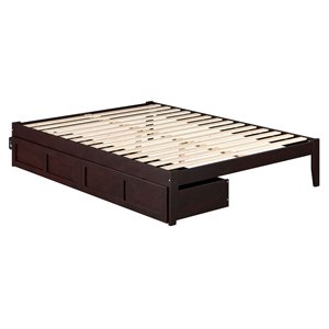 afi colorado modern wood queen bed with 2 drawers in espresso