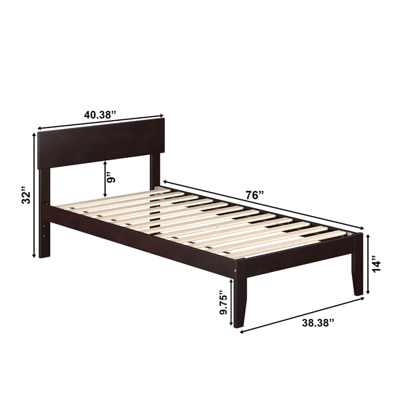 AFI Boston Modern Solid Wood Twin Size Platform Bed in Espresso
