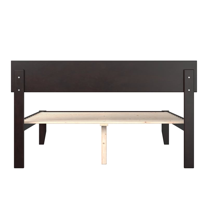 AFI Boston Solid Wood Full Size Platform Bed in Espresso Brown
