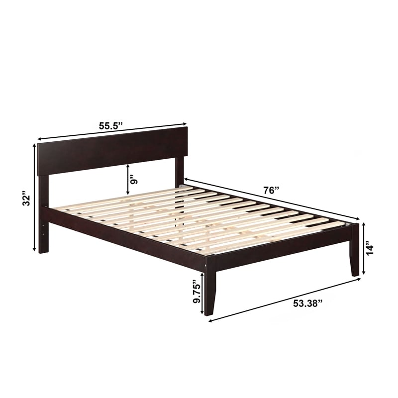 AFI Boston Solid Wood Full Size Platform Bed in Espresso Brown