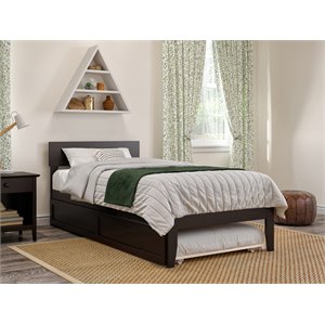 AFI Boston Solid Wood Twin XL Bed with Twin XL Trundle in Espresso