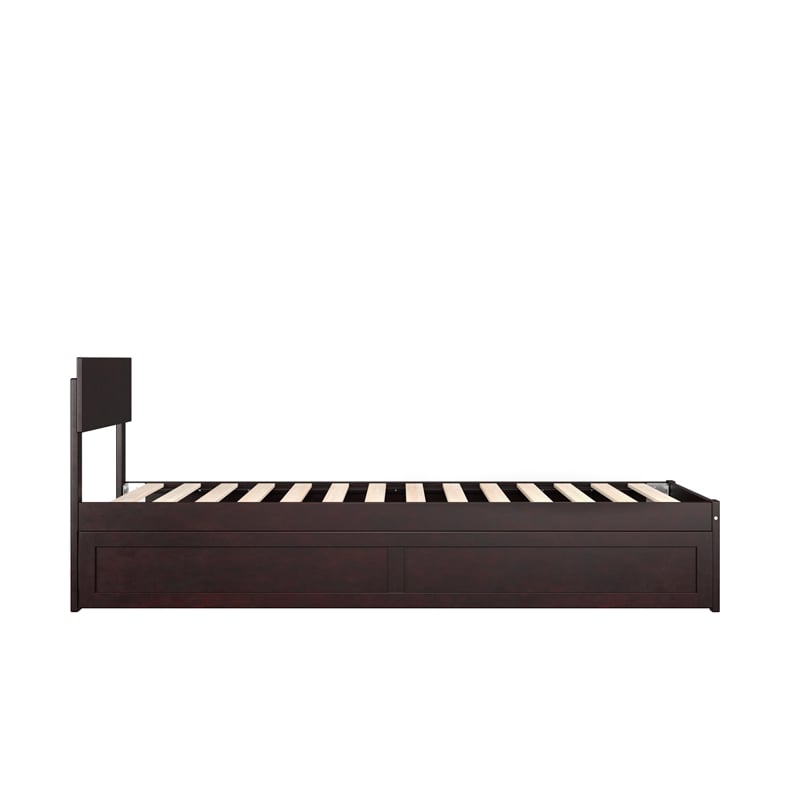 AFI Boston Solid Wood Twin XL Bed with Twin XL Trundle in Espresso