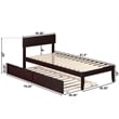AFI Boston Solid Wood Twin XL Bed with Twin XL Trundle in Espresso