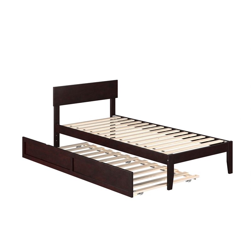 AFI Boston Solid Wood Twin XL Bed with Twin XL Trundle in Espresso