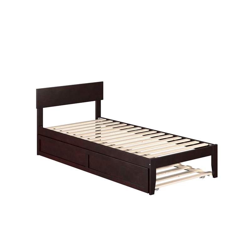 AFI Boston Solid Wood Twin XL Bed with Twin XL Trundle in Espresso