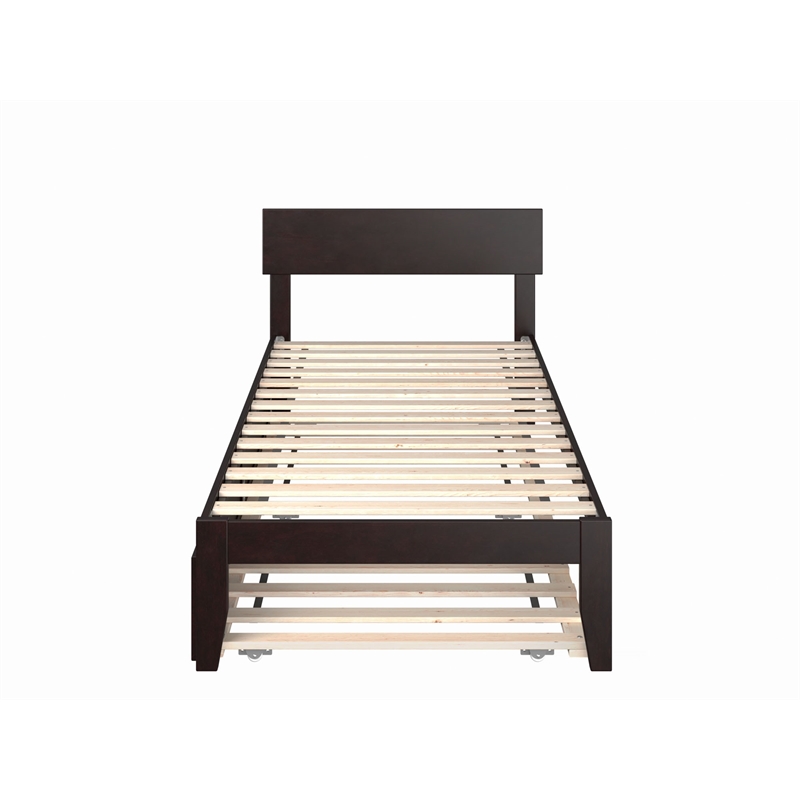 AFI Boston Solid Wood Twin XL Bed with Twin XL Trundle in Espresso
