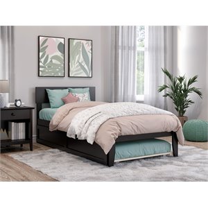 AFI Boston Modern Wood Twin Bed with Twin Trundle in Espresso
