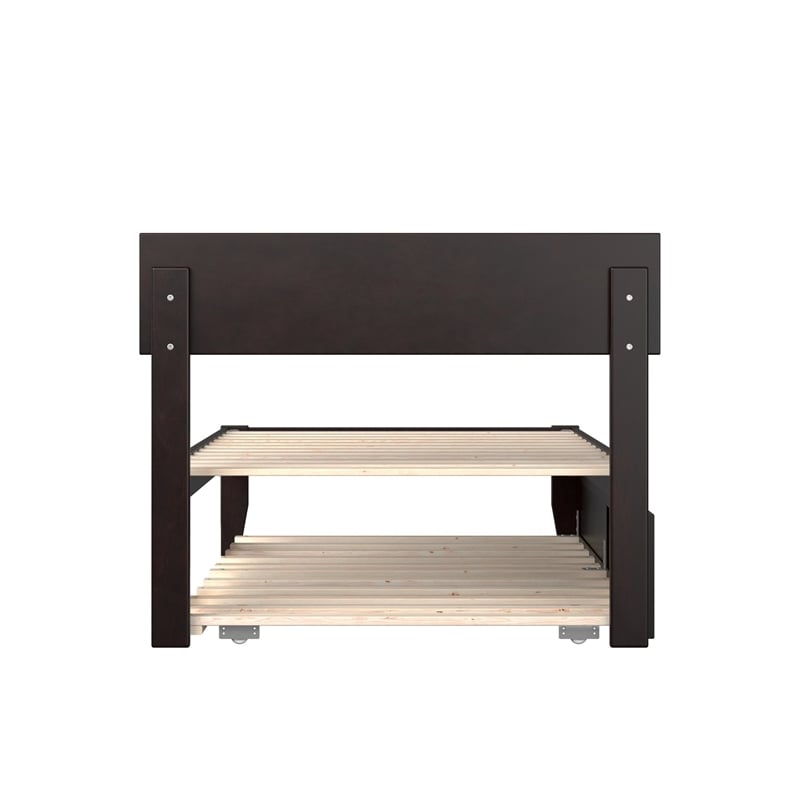 AFI Boston Modern Wood Twin Bed with Twin Trundle in Espresso