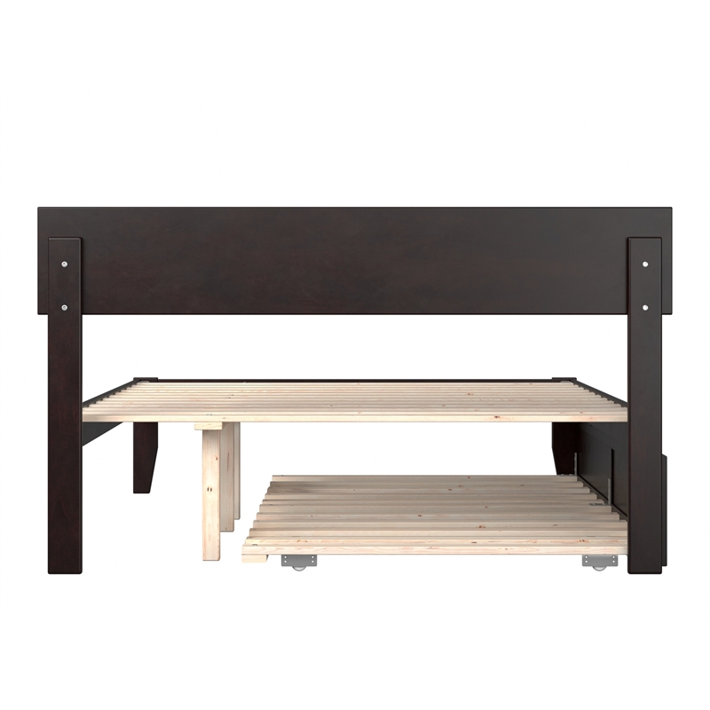 AFI Boston Modern Wood Full Bed with Twin Trundle in Espresso