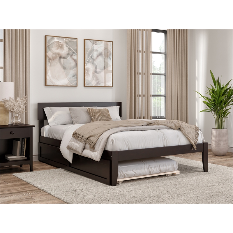 AFI Boston Modern Wood Full Bed with Twin Trundle in Espresso