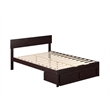 AFI Boston Modern Wood Full Bed with Foot Drawer in Espresso