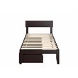 AFI Boston Modern Solid Wood Twin Bed with 2 Storage Drawers in Espresso