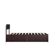 AFI Boston Modern Solid Wood Twin Bed with 2 Storage Drawers in Espresso